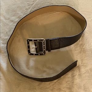 Michael Kors 2” Black Leather Belt Silver Studs